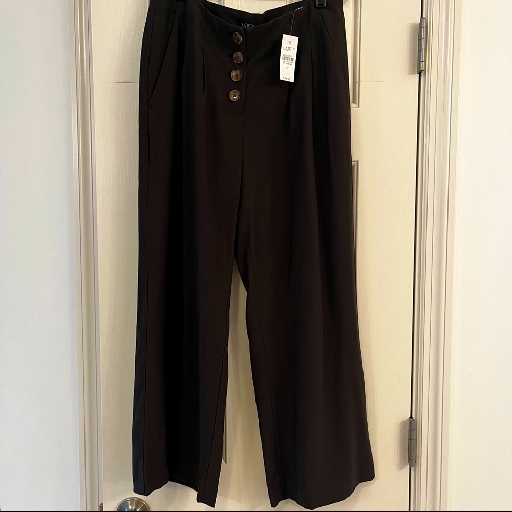 Army green, high waist, wide leg crop pants